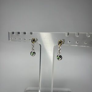 Green and Silver Dangling Earrings